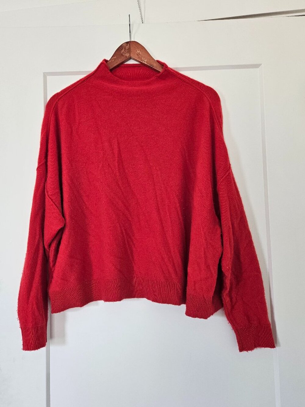 Pilcro The Alani Cashmere Mock Neck Sweater In Red